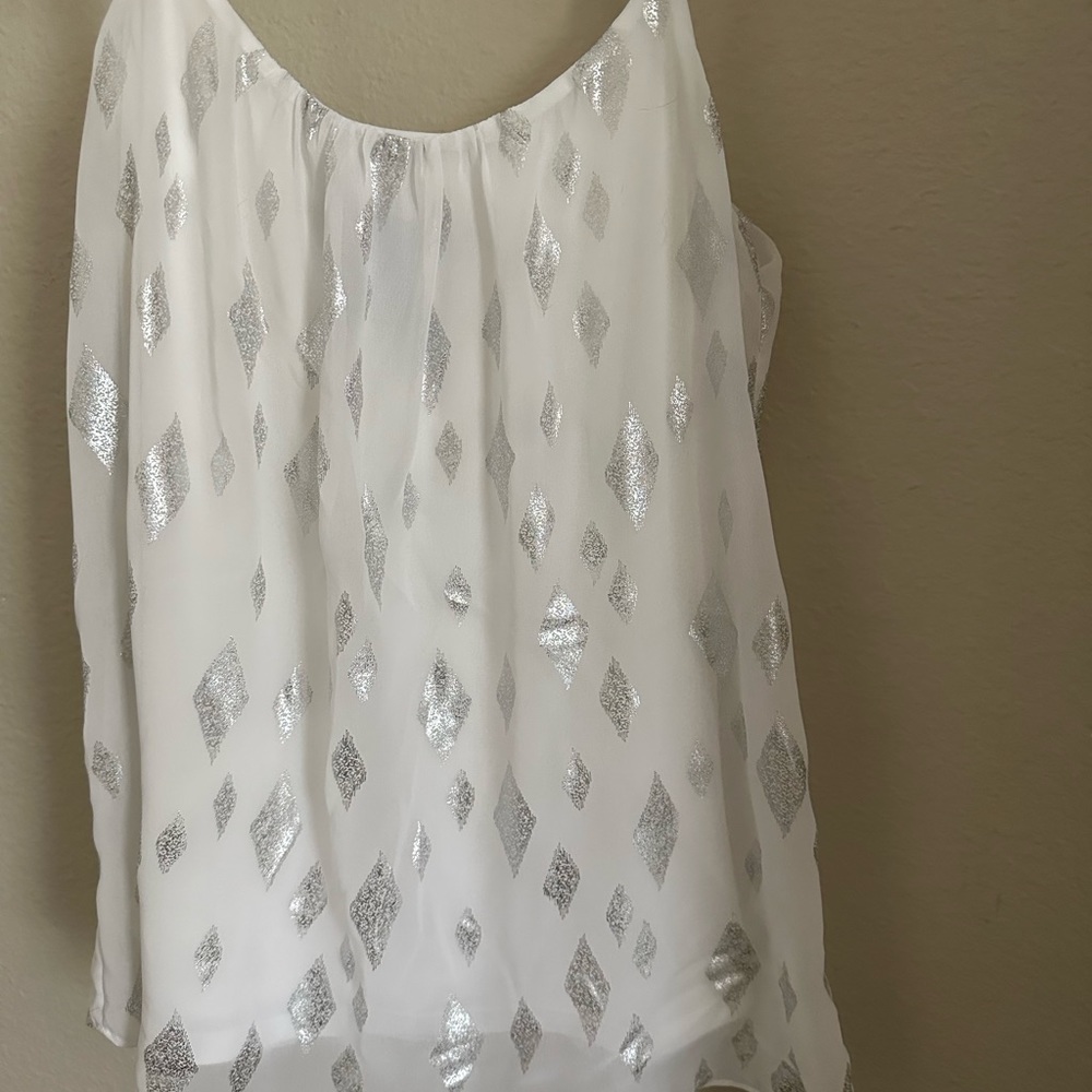 White House Black Market top, size XS. White and silver.